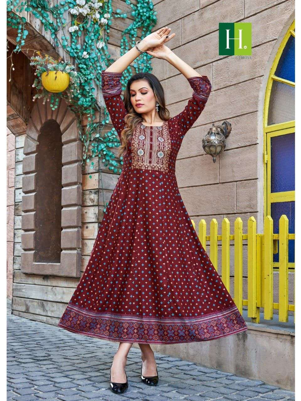 HIRWA Presents Latest Anarkali Kurti 