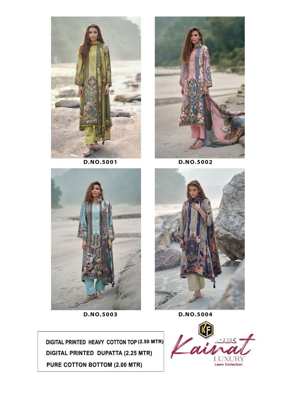 Keval Fab Kainat Luxury Lawn Present Vol-5 Dress Material Lawn Cotton Print On Wholesale