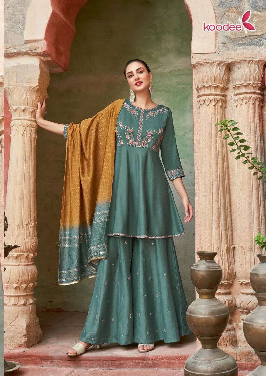 KOODEE Gulabo-3 Launch New Concept Heavy Look Rich Embroidery With Peplum Kurti On fabulous Colors With Dupatta