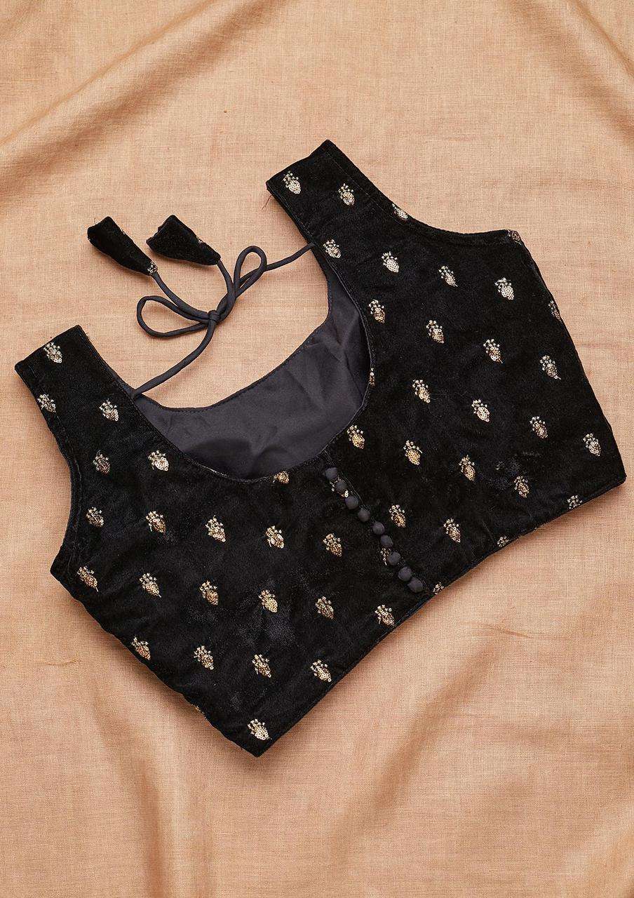 Pearl Fashion Present Pure velvete blouse with beautiful golden jari On Wholesale