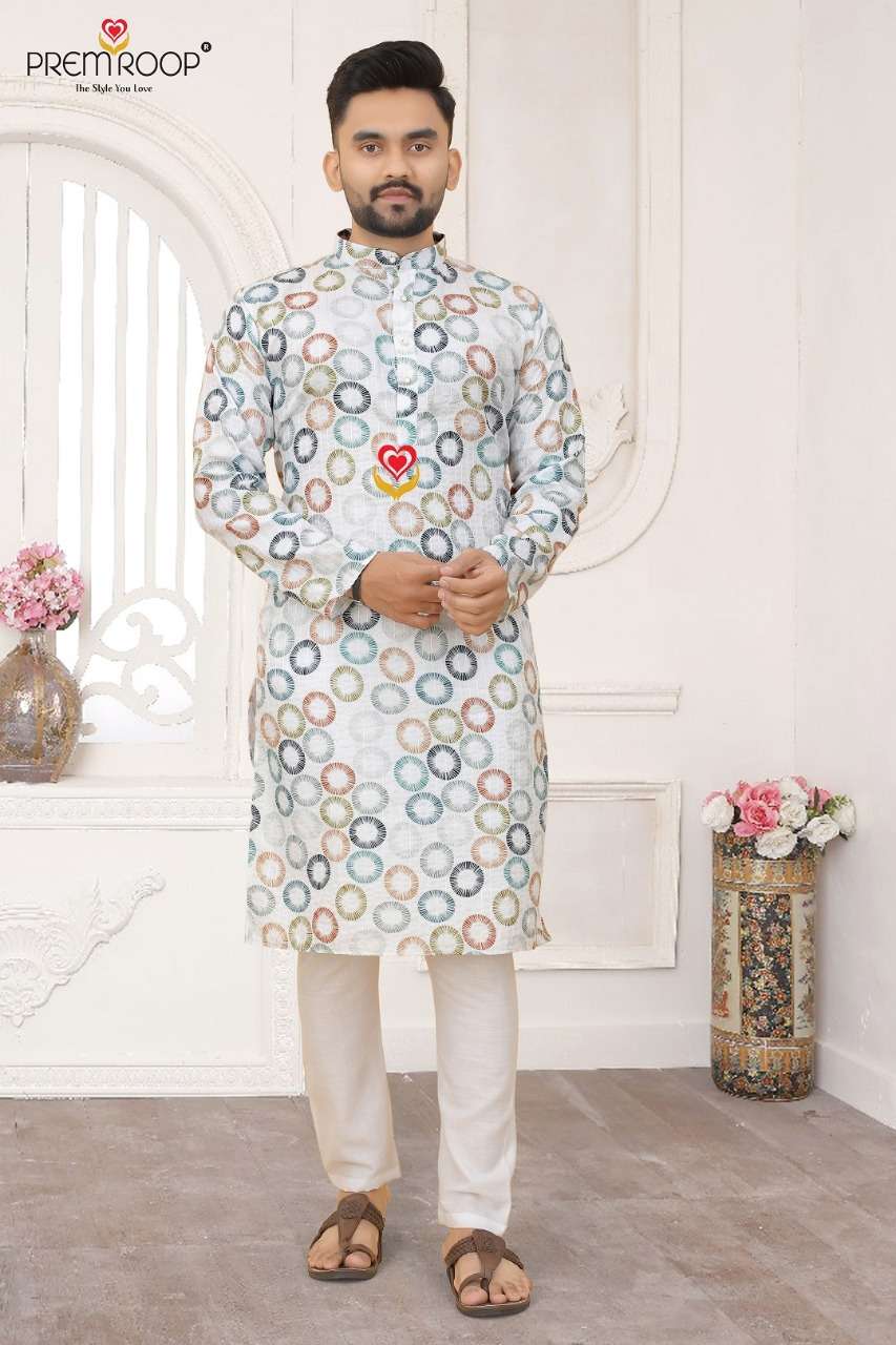 Prem Roop Croceck Printed Mens Kurta wholesale price Available Only Wholesale Catalog
