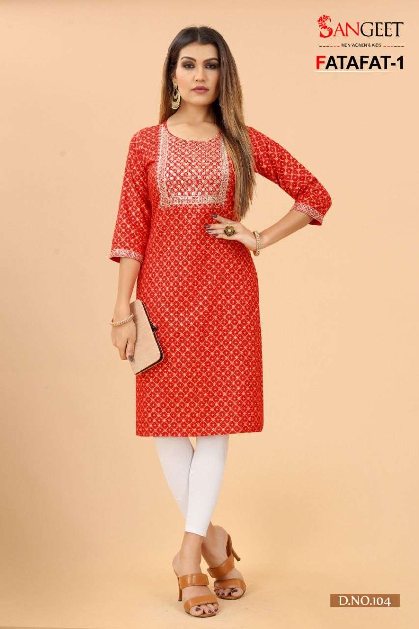 Sangeet Launched FATAFAT-1 SUMMER OFFER Kurtis Catalog wholesale price