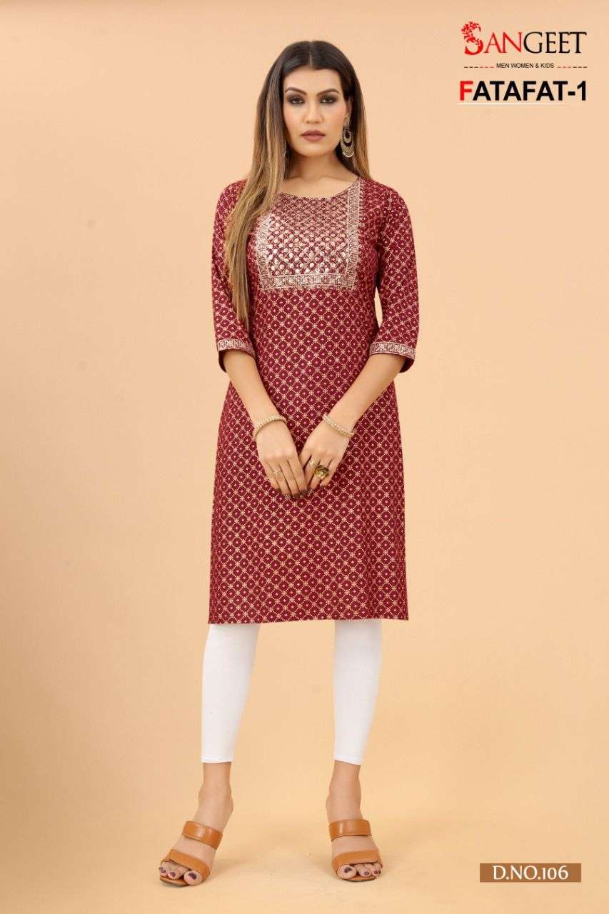Sangeet Launched FATAFAT-1 SUMMER OFFER Kurtis Catalog wholesale price