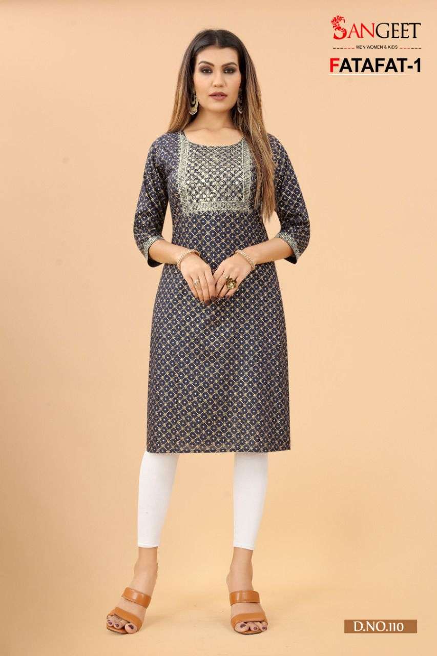 Sangeet Launched FATAFAT-1 SUMMER OFFER Kurtis Catalog wholesale price