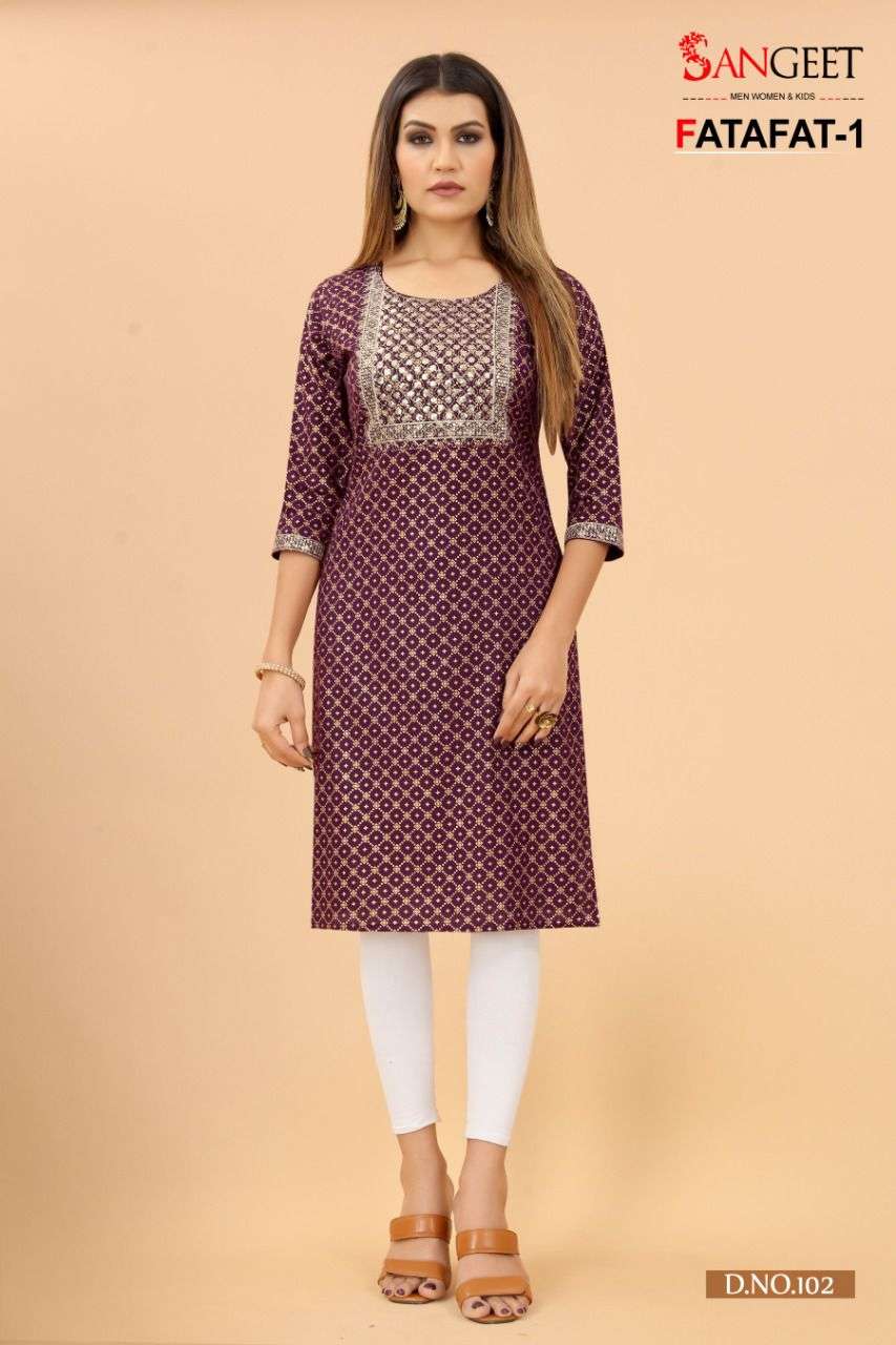 Sangeet Launched FATAFAT-1 SUMMER OFFER Kurtis Catalog wholesale price