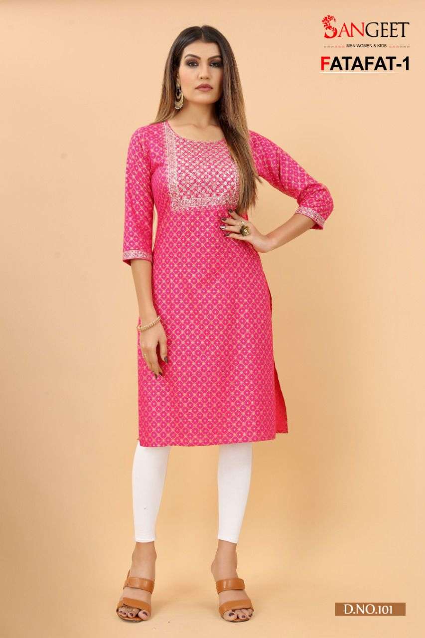 Sangeet Launched FATAFAT-1 SUMMER OFFER Kurtis Catalog wholesale price