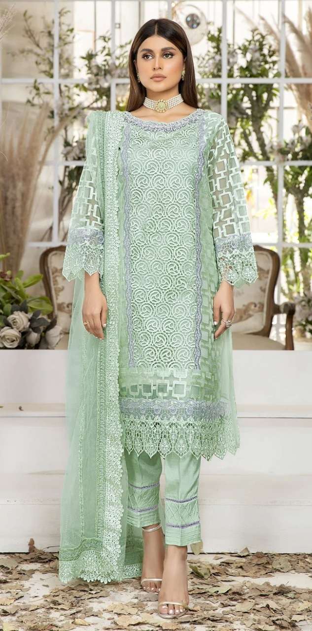 SERINE PRESENT PAKISTANI SEMI STITCH HEAVY EMBROIDERY SUITS ON WHOLESALE