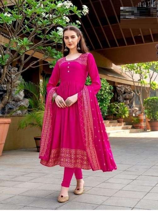  Present Long Anarkali Kurti With Dupatta Collection On Wholesale