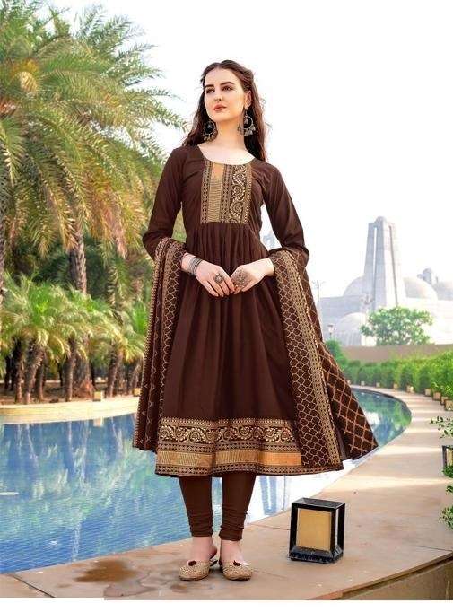  Present Long Anarkali Kurti With Dupatta Collection On Wholesale