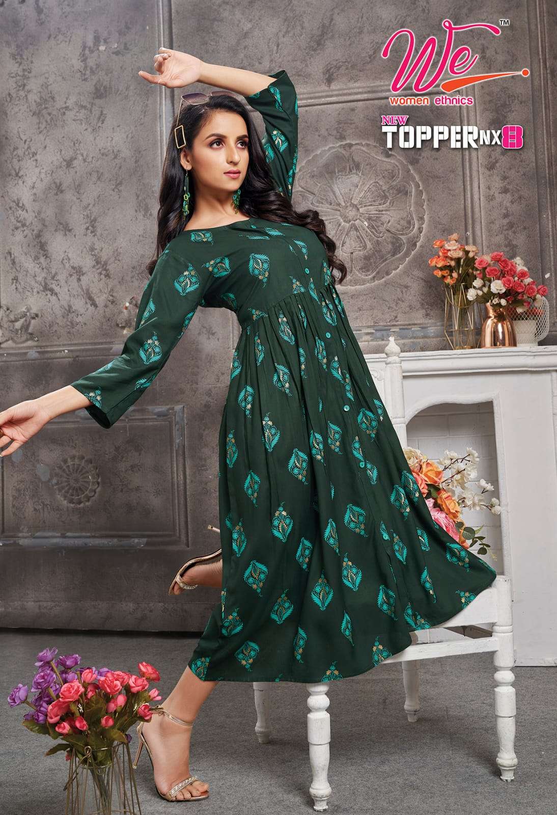 Topper Nx-8 PRESENT RAYON DESIGNER KURTI ON WHOLESALE 