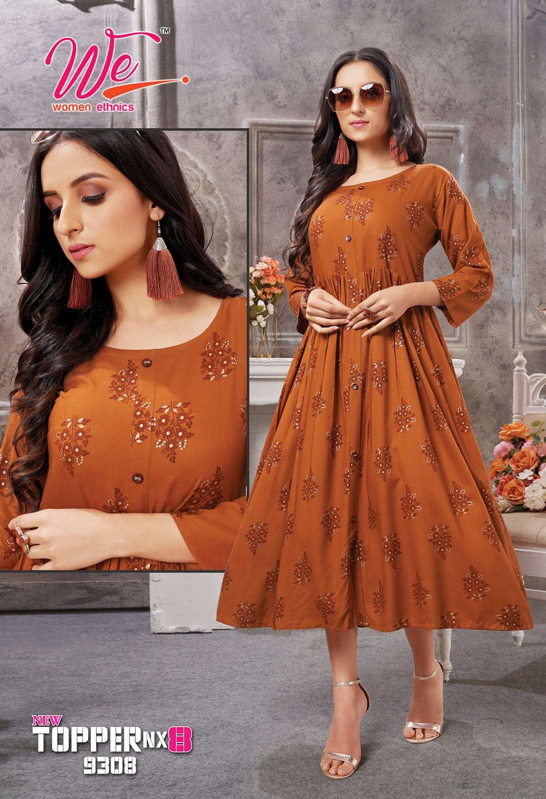 Topper Nx-8 PRESENT RAYON DESIGNER KURTI ON WHOLESALE 