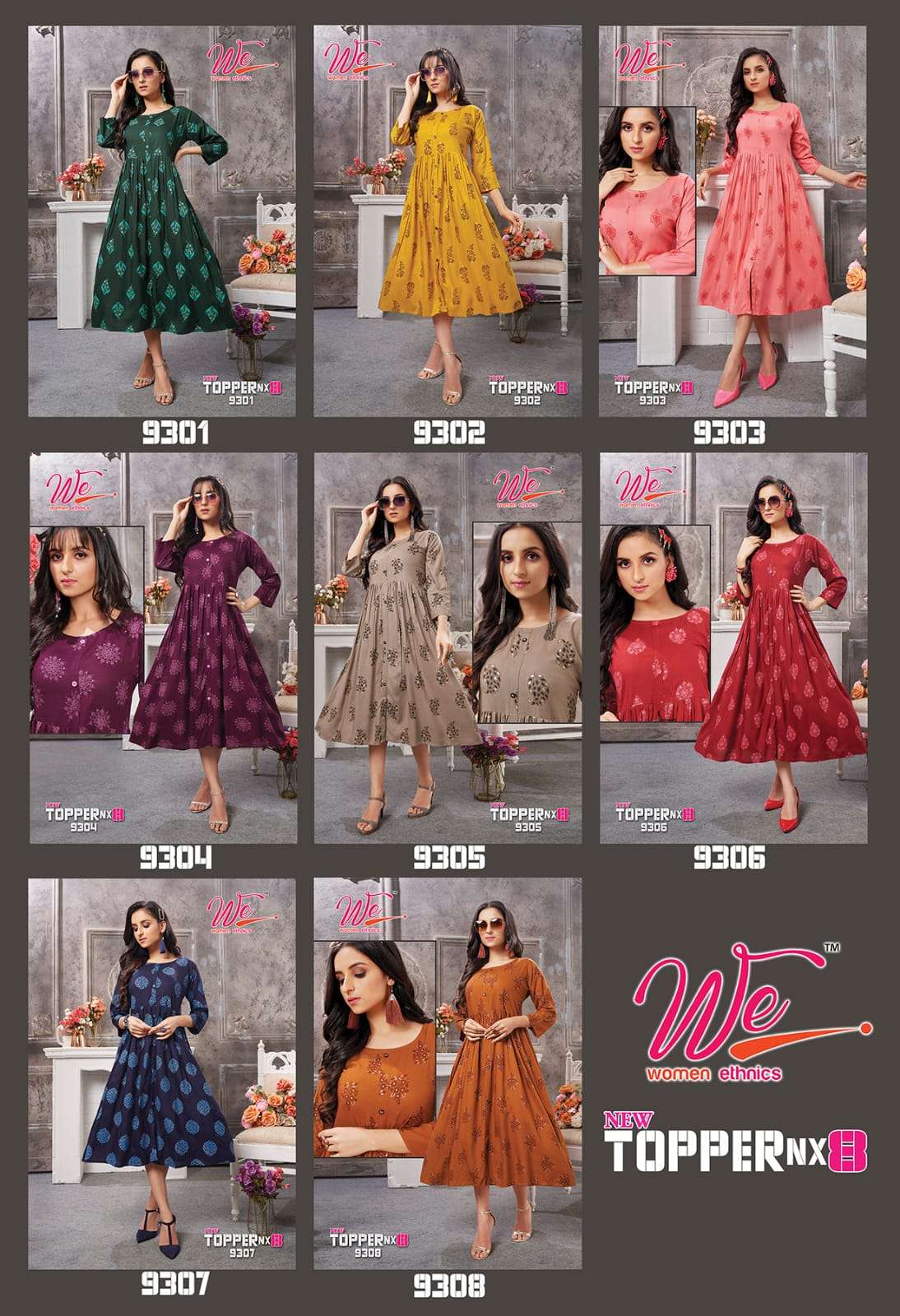 Topper Nx-8 PRESENT RAYON DESIGNER KURTI ON WHOLESALE 