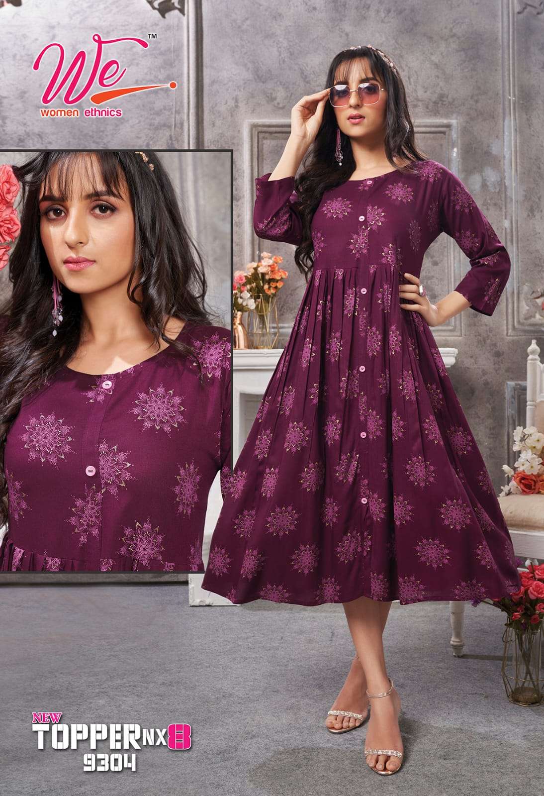 Topper Nx-8 PRESENT RAYON DESIGNER KURTI ON WHOLESALE 