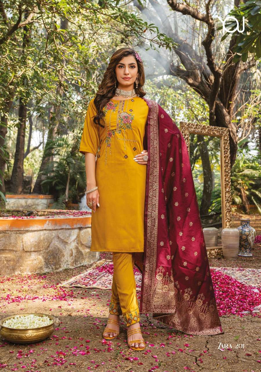 Zara 2 Present Wanna Product Fancy Hand work Kurti with Banarasi Dupatta On Wholesale