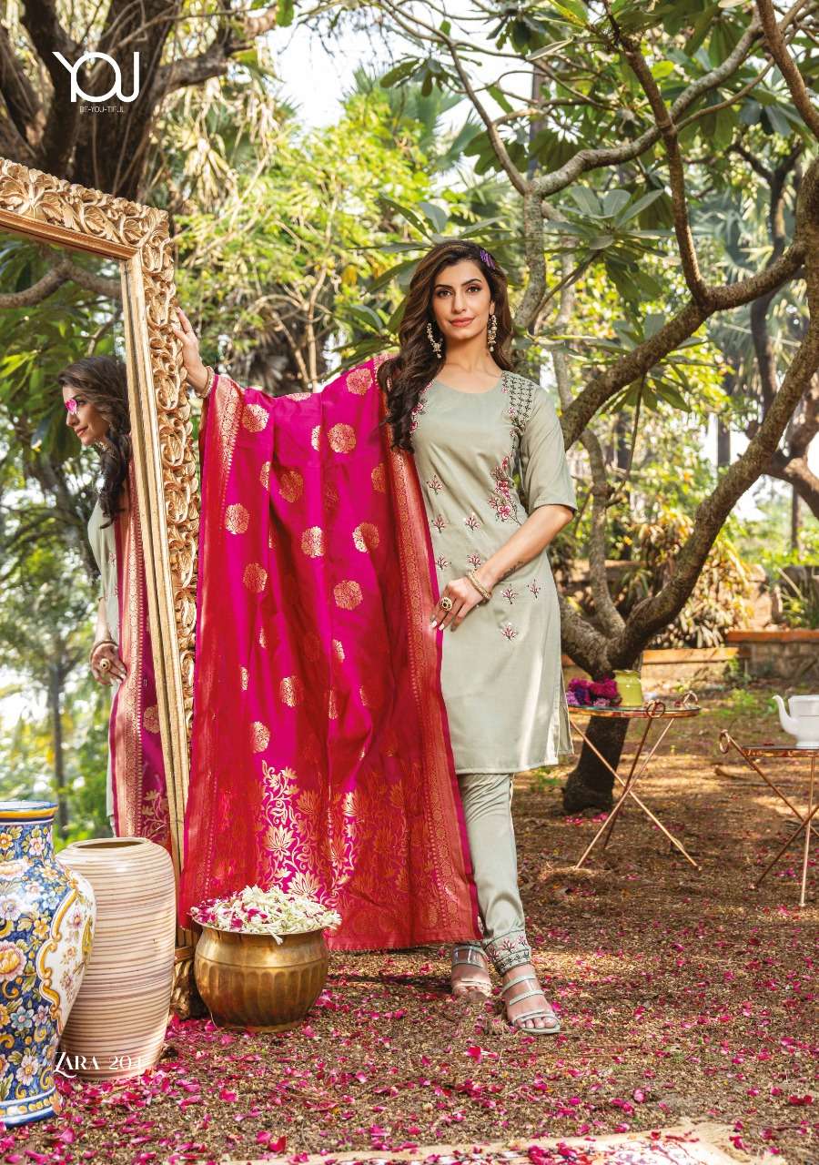 Zara 2 Present Wanna Product Fancy Hand work Kurti with Banarasi Dupatta On Wholesale