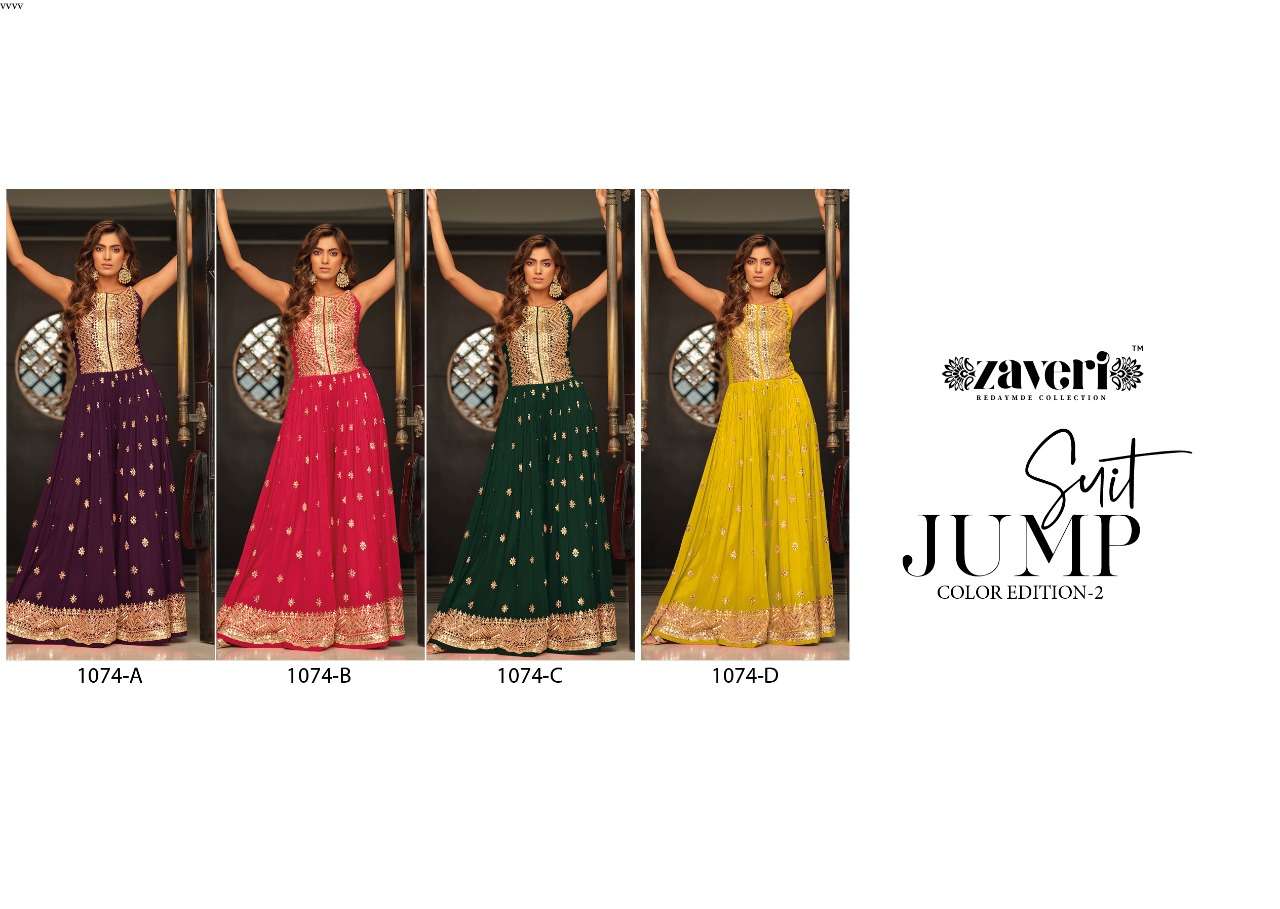 ZAVERI WOMAN BEAUTY PRESENT JUMPSUIT ON CHINON  With Embroidery Work Front & Back  Readymade SINGLE AVAILABLE  