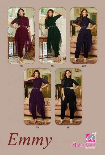 Aahanaas Emmy Designer Georgette Kurti Collection On Wholesale