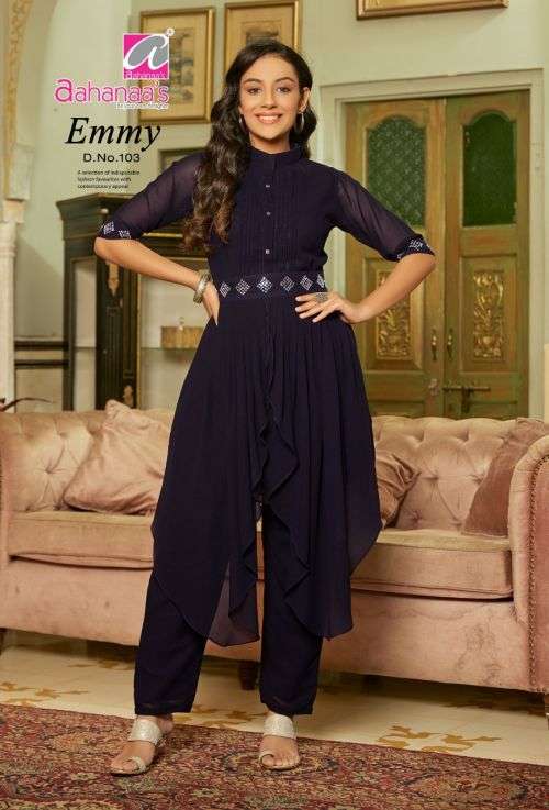 Aahanaas Emmy Designer Georgette Kurti Collection On Wholesale