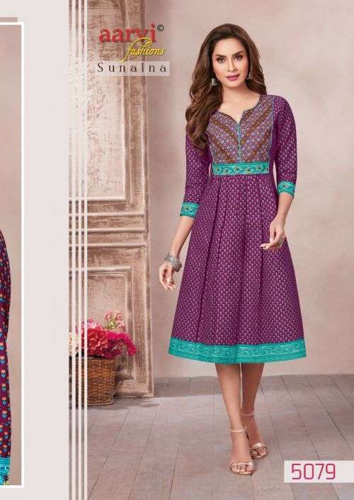 Aarvi Sunaina Vol 1 Cotton Designer Kurti Collection On Wholesale