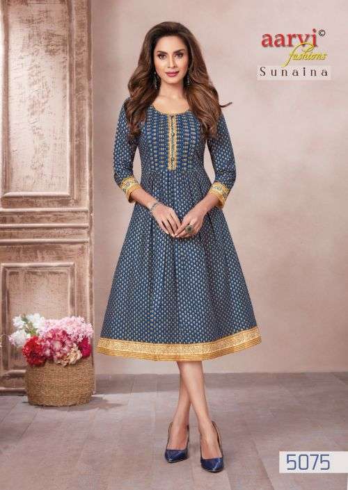 Aarvi Sunaina Vol 1 Cotton Designer Kurti Collection On Wholesale
