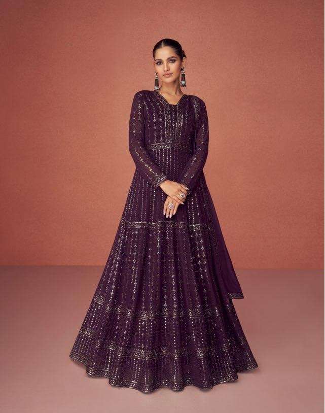Aashirwad D.No = 9365 Gown Heavy Blooming Foux Georgette On Wholesale