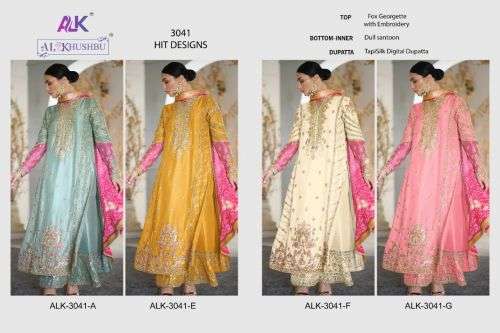 Alk Khushbu 3041 Hit Designer Embroidery Pakistani Suit Collection On Wholesale