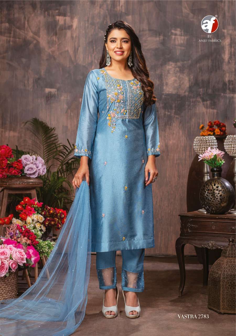 Anju Fab Vastra Vol-2 Wholesale Kurti Pant With Dupatta On Pure Viscose
