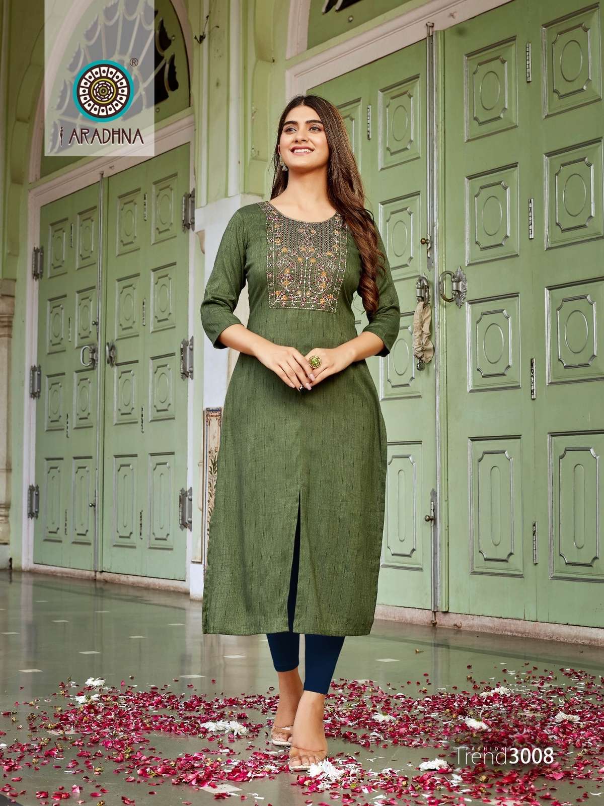 Aradhna Fashion Trend Vol 3 Rayon Dobby With Embroidery Work Only Kurti On Wholesale