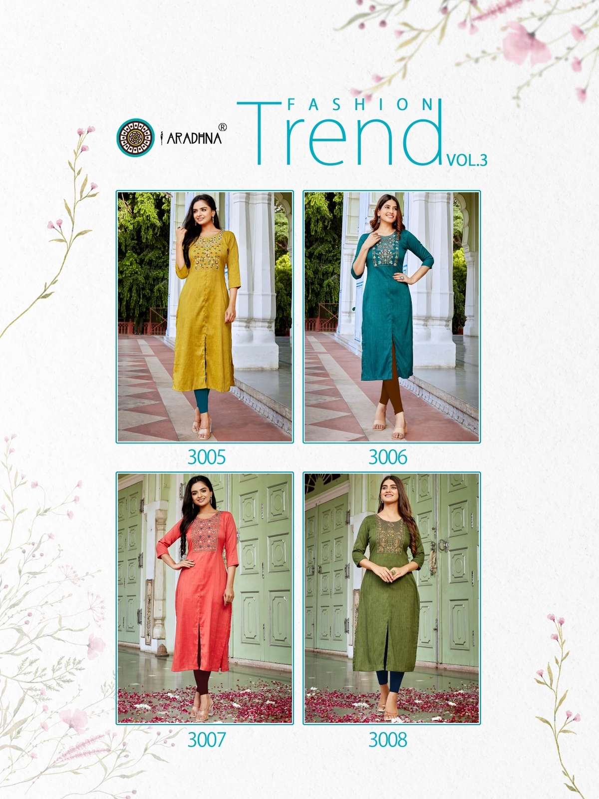 Aradhna Fashion Trend Vol 3 Rayon Dobby With Embroidery Work Only Kurti On Wholesale