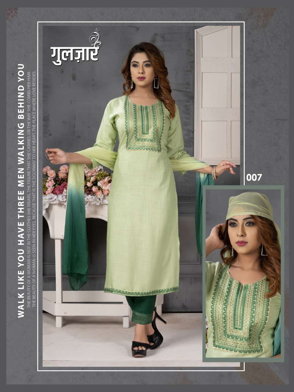 Beauty Queen Gulzar Heavy Sequence Work Kurti Pant With Dupatta On Wholesale