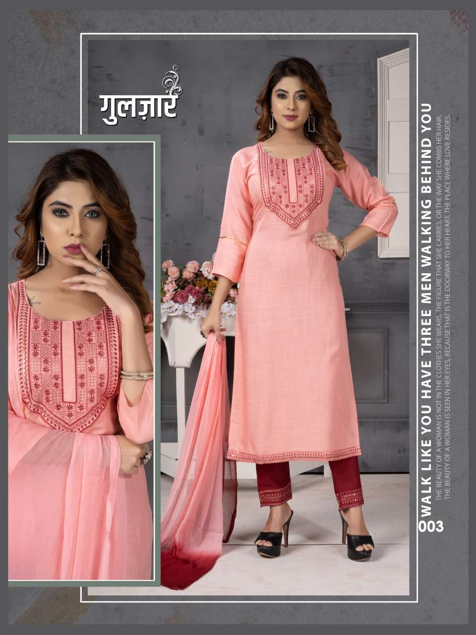 Beauty Queen Gulzar Heavy Sequence Work Kurti Pant With Dupatta On Wholesale