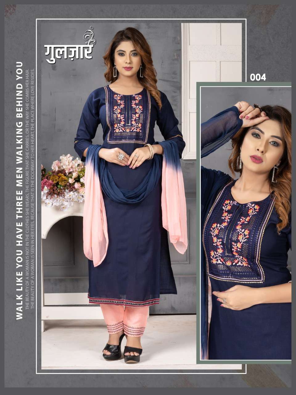 Beauty Queen Gulzar Heavy Sequence Work Kurti Pant With Dupatta On Wholesale
