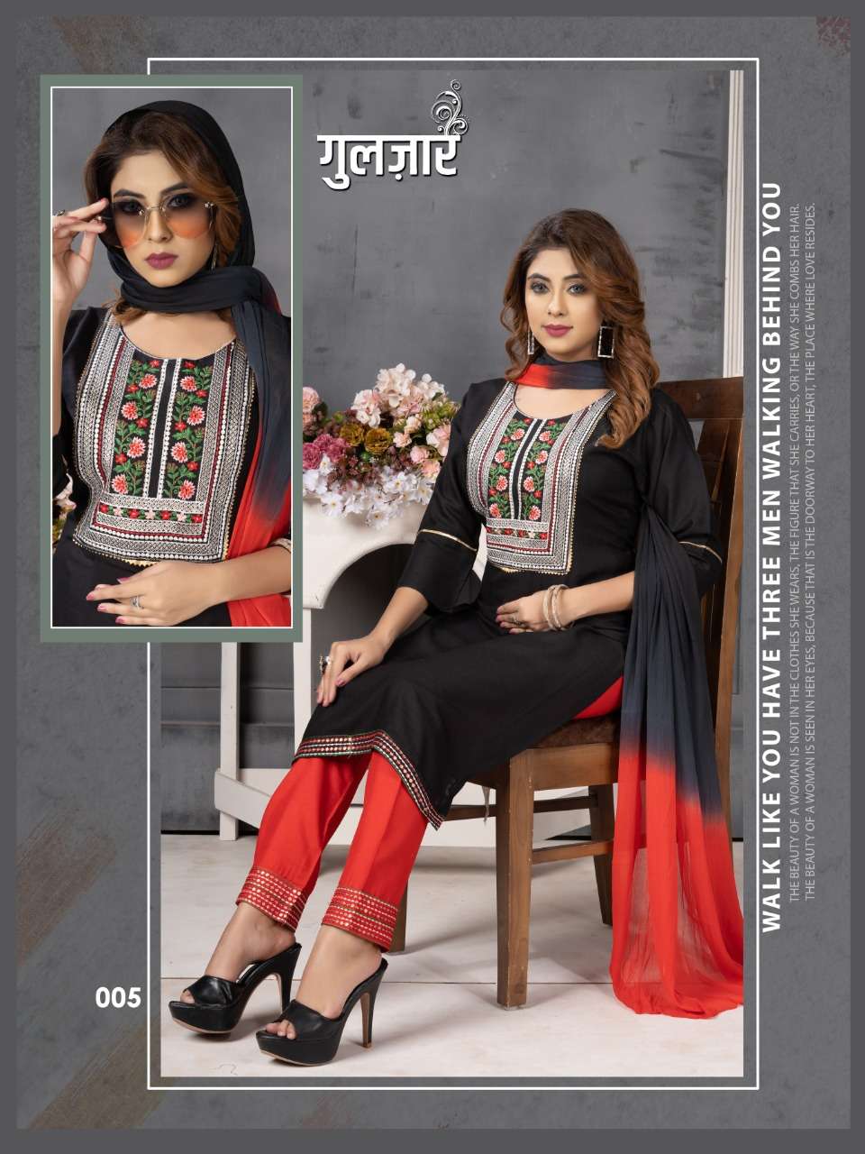 Beauty Queen Gulzar Heavy Sequence Work Kurti Pant With Dupatta On Wholesale