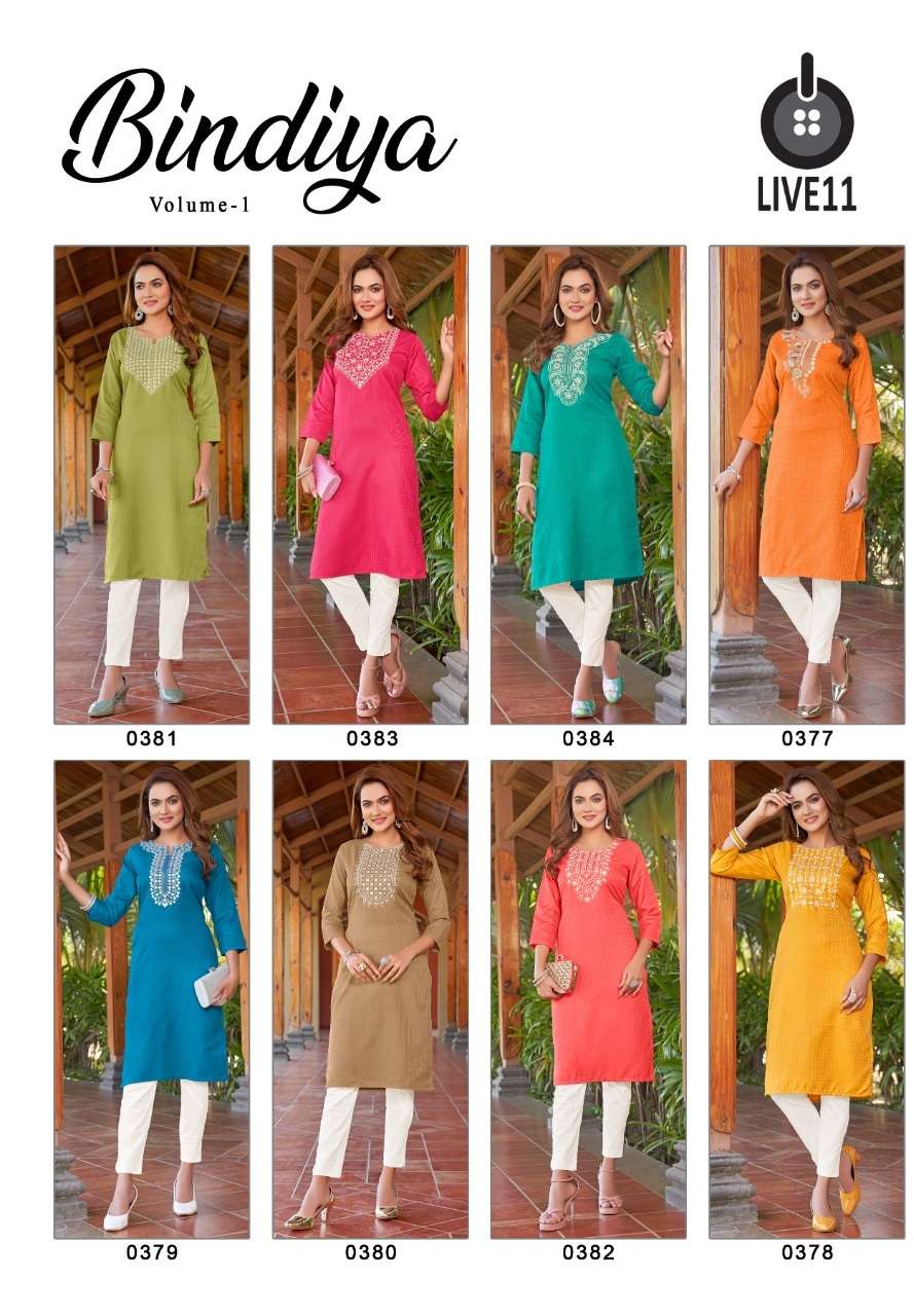 Bindiya Vol 1 Live 11 Neck Designer Kurti On Wholesale