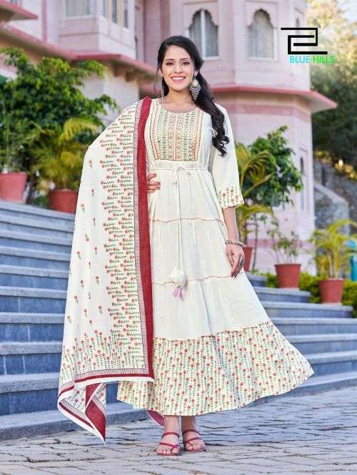 Blue Hills Colors Vol 3 Designer Anarkali Kurti With Dupatta Collection On Wholesale