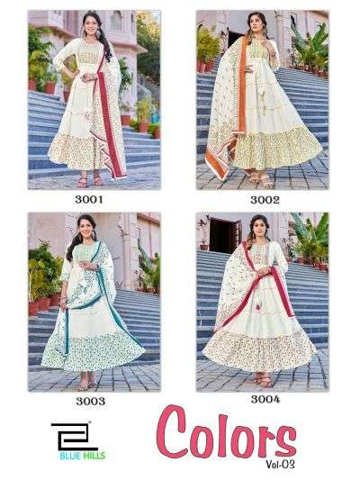 Blue Hills Colors Vol 3 Designer Anarkali Kurti With Dupatta Collection On Wholesale