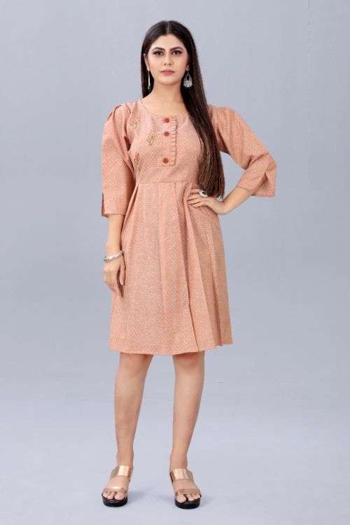 Cotton Western 28 Casual Printed Short Frock On Wholesale
