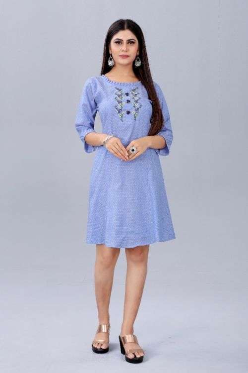 Cotton Western 28 Casual Printed Short Frock On Wholesale