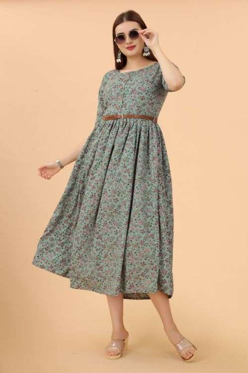 Crepe Gown Fancy Wear Designer Long Kurti On Wholesale