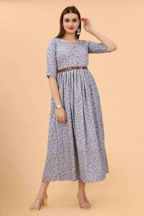 Crepe Gown Fancy Wear Designer Long Kurti On Wholesale