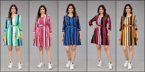Crepe Western 34 Regular Wear Short Frock Collection On Wholesale