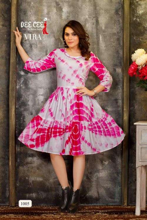 Deecee Vira Fancy Wear Designer Kurti Heavy Rayon On Wholesale