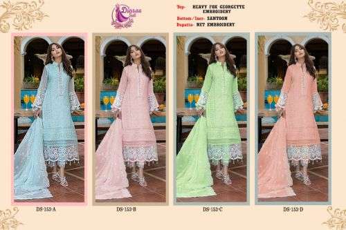 Dinsaa 153 Designer Pakistani Suit Collection On Wholesale