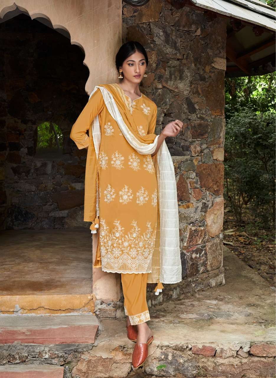 Four Button Qurbat 2 on Heavy Lakhnavi Embroidered Kurta Pant Set On Wholesale