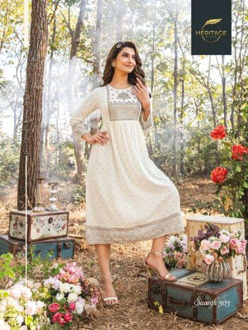 Heritage Saanjh Vol 3 Fancy Designer Kurti Collection On Wholesale