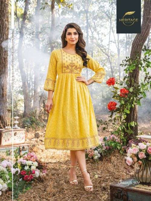 Heritage Saanjh Vol 3 Fancy Designer Kurti Collection On Wholesale