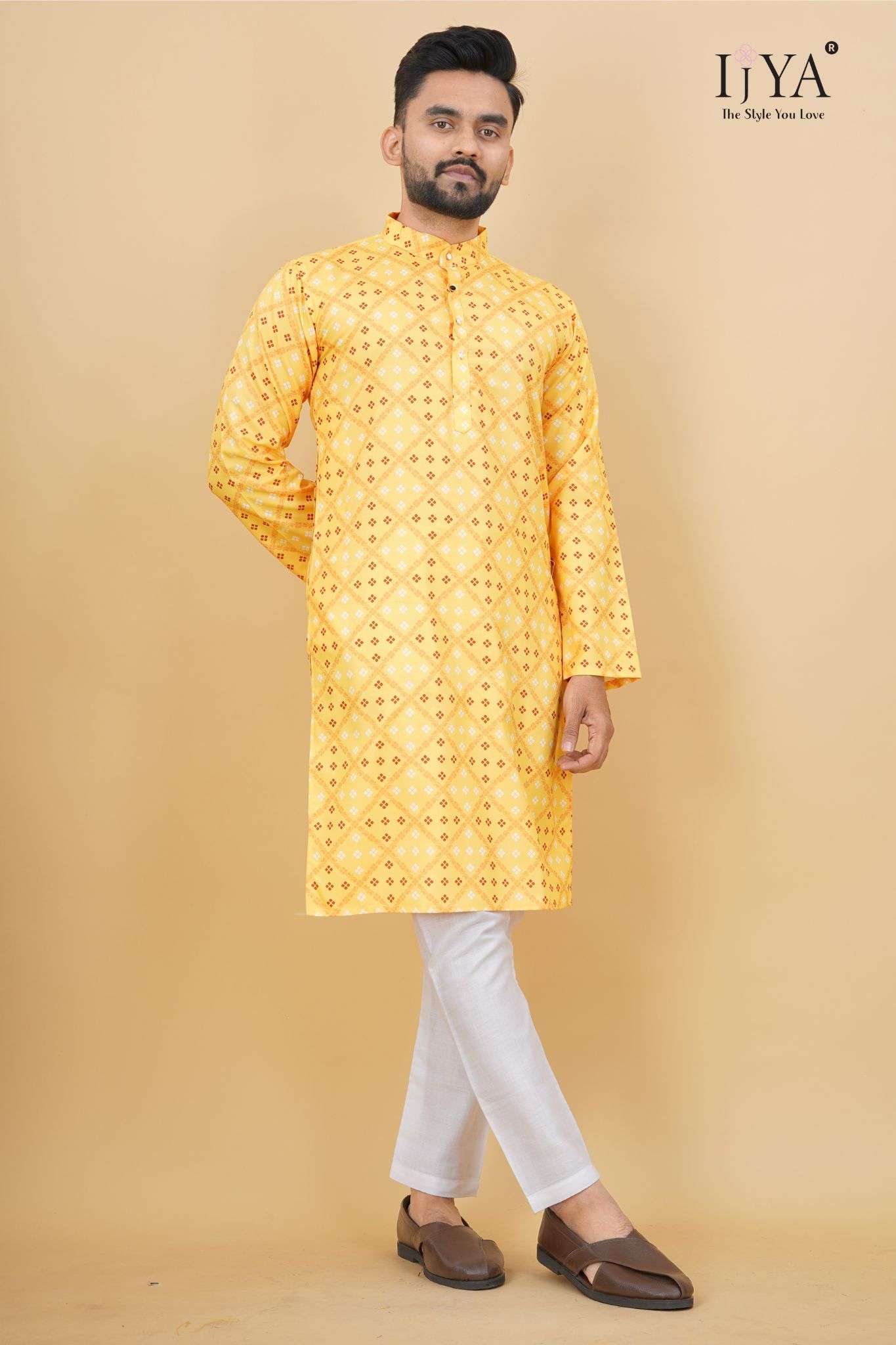 IJYA Brand Mens Yellow Kurta Launch For Haldi Function 