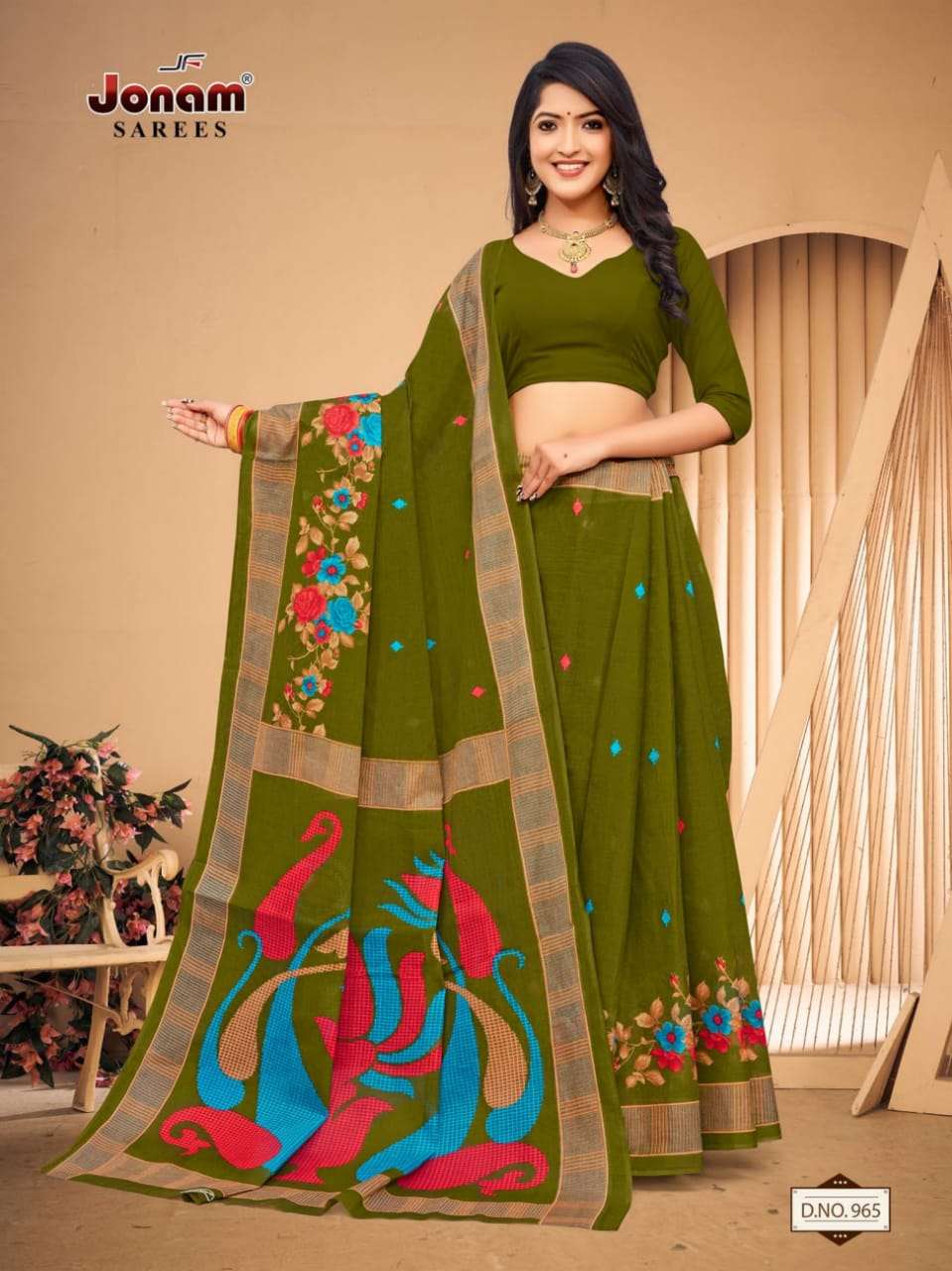 Jonam Karishma Vol 14 Regular Wear Printed Cotton Saree On Wholesale