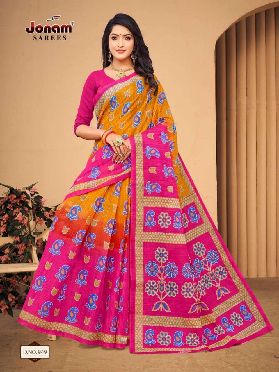 Jonam Karishma Vol 14 Regular Wear Printed Cotton Saree On Wholesale