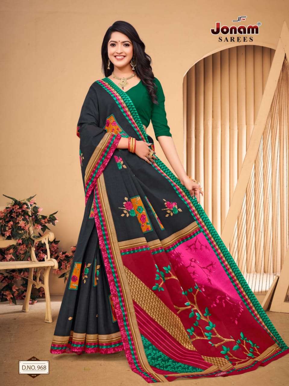 Jonam Karishma Vol 14 Regular Wear Printed Cotton Saree On Wholesale